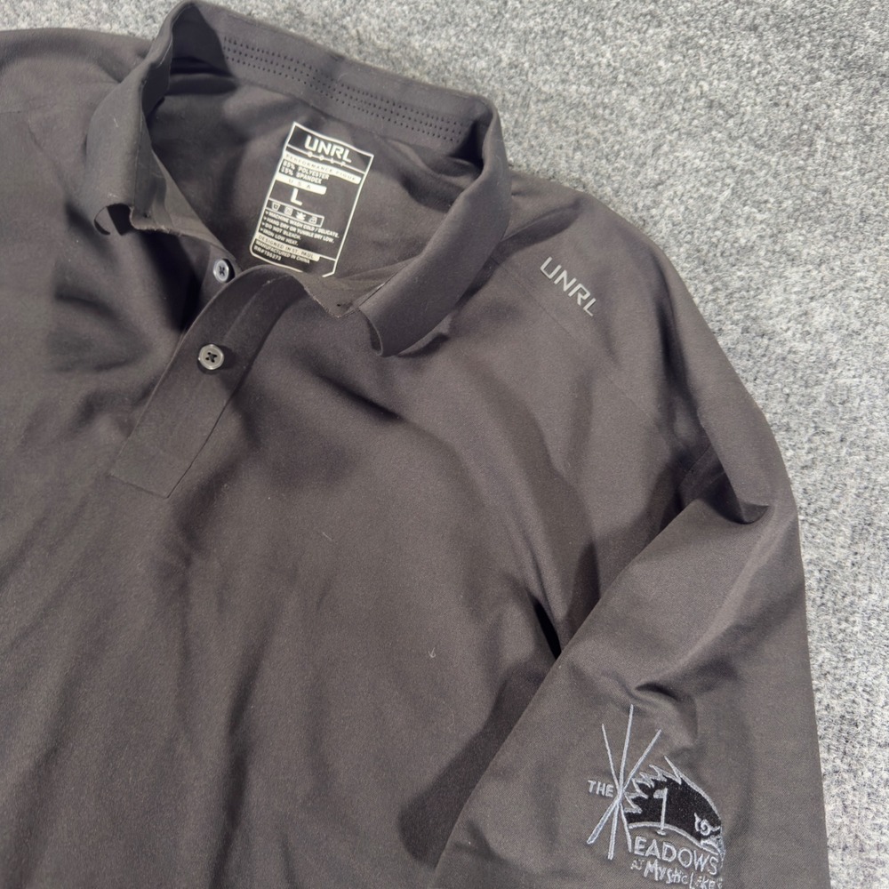 UNRL Golf Polo Shirt‎ Performance Pique Meadows Mystic Lake Large Black Mens L